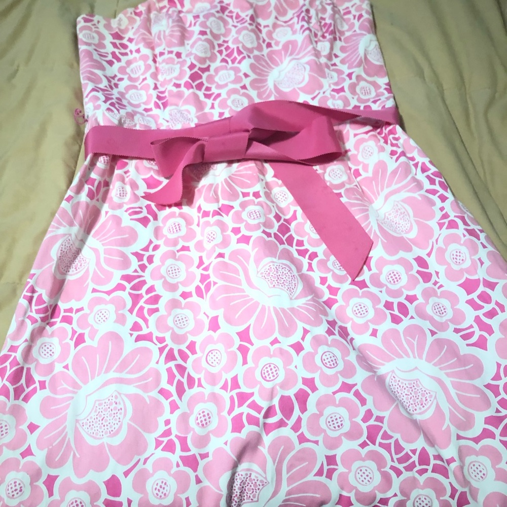 Pink Lilly Pulitzer strapless sundress